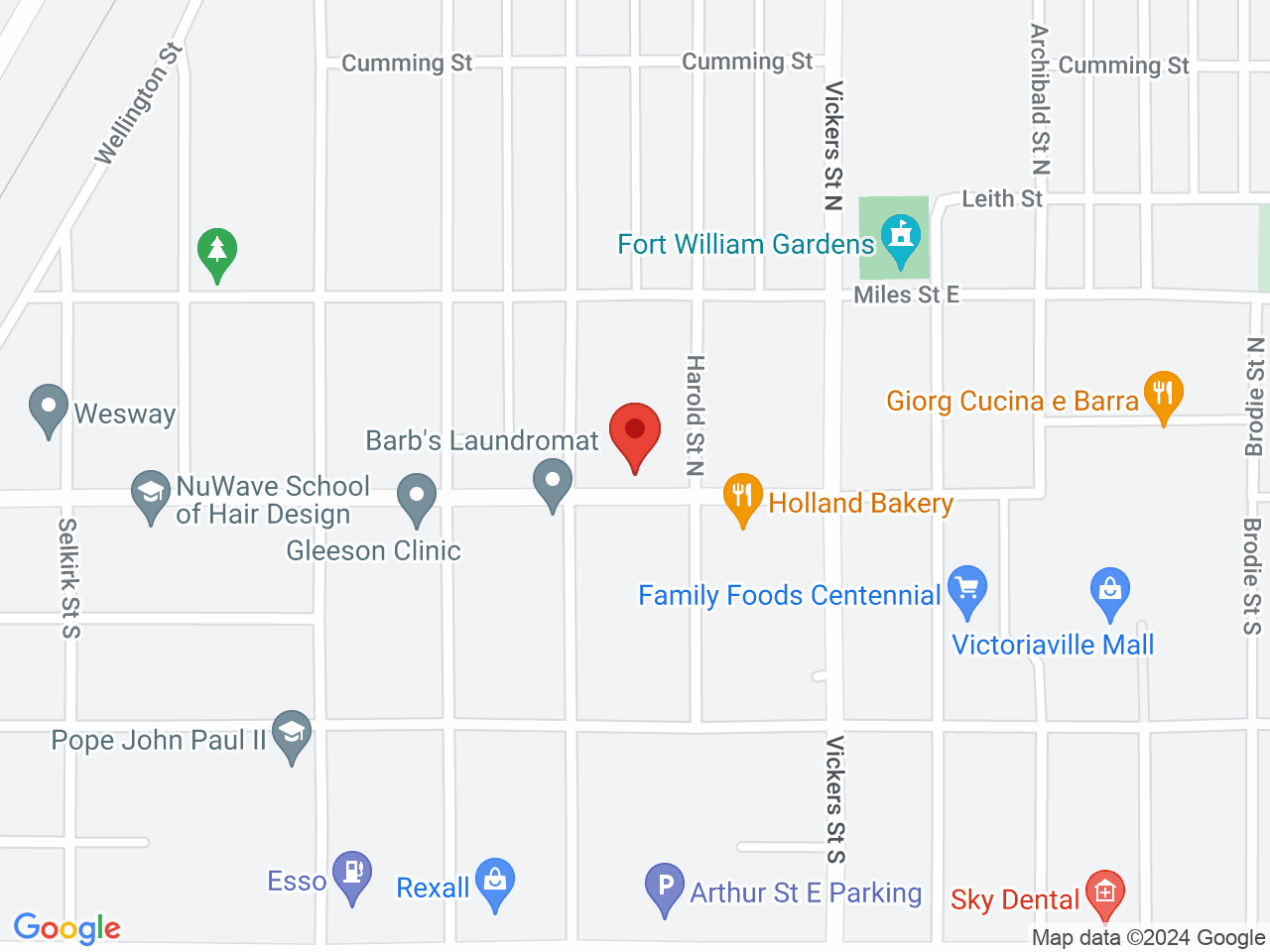 Street map for Kia Ora Kannabis, 1111 Victoria Ave E, Thunder Bay ON