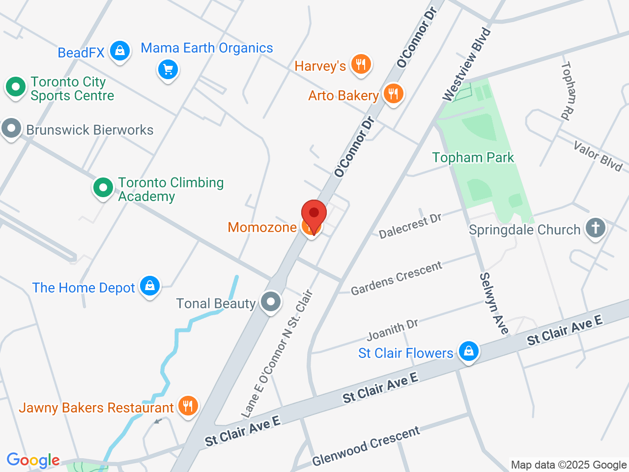 Street map for Kiosk Cannabis, 985 O'Connor Dr., Toronto ON