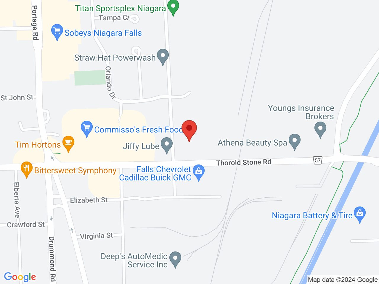 Street map for Kootenay Cannabis, 5927 Thorold Stone Rd, Niagara Falls ON