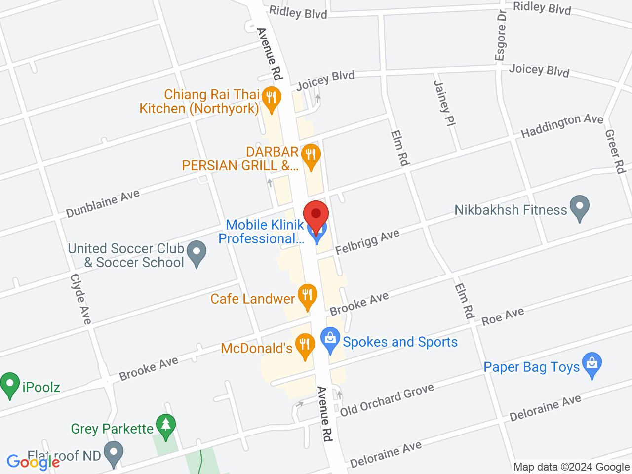 Street map for Leaf Lab Cannabis Dispensary, 1961 Avenue Rd, North York ON