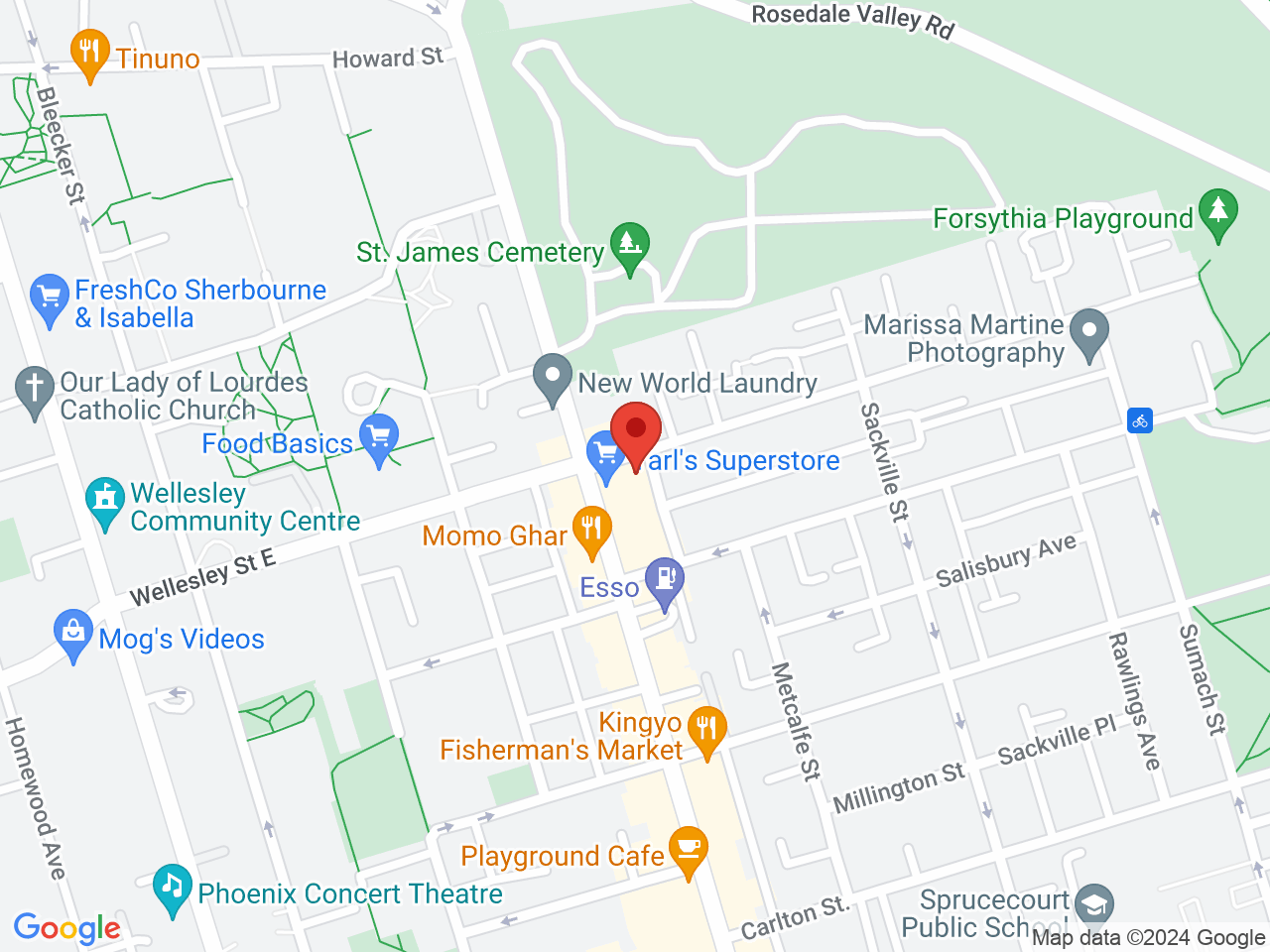 Street map for Little House Cannabis, 307 Wellesley St E, Toronto ON