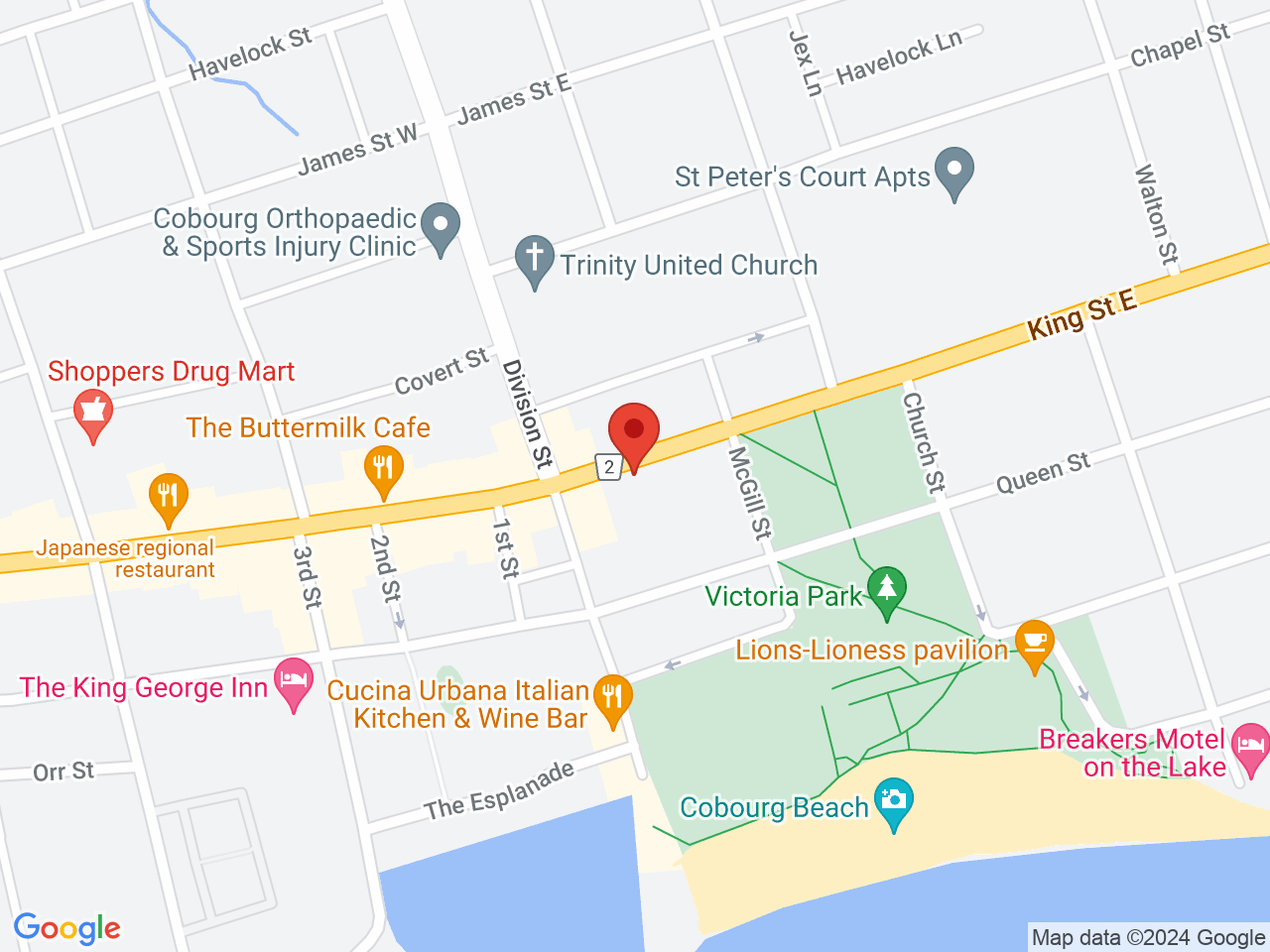 Street map for Your Local Cannabis, 2 King St E, Cobourg ON