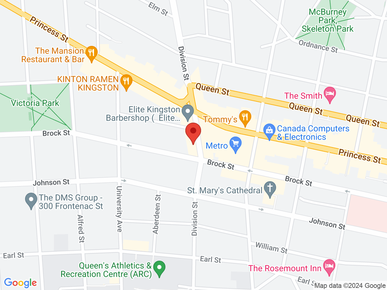 Street map for Mary J's Cannabis, 154 Division St, Kingston ON