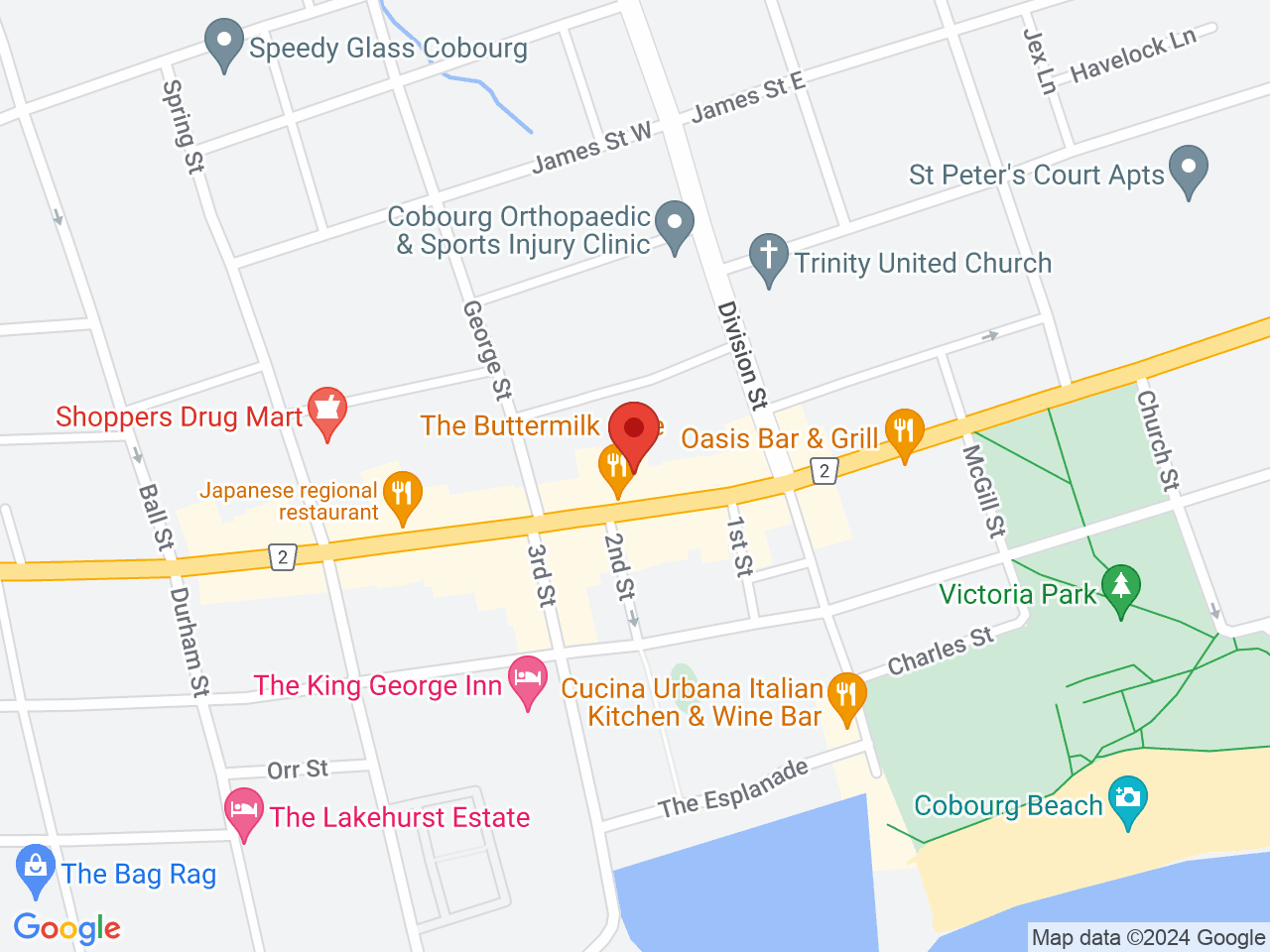 Street map for Mary J's Cannabis, 38 King St W, Cobourg ON
