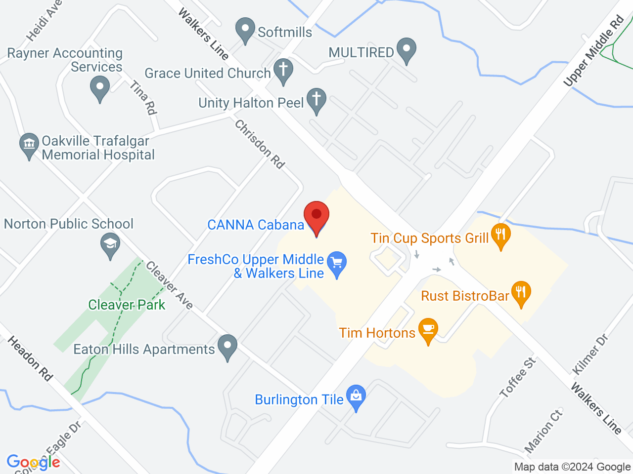 Street map for Canna Cabana, 3505 Upper Middle Rd., D03, Burlington ON