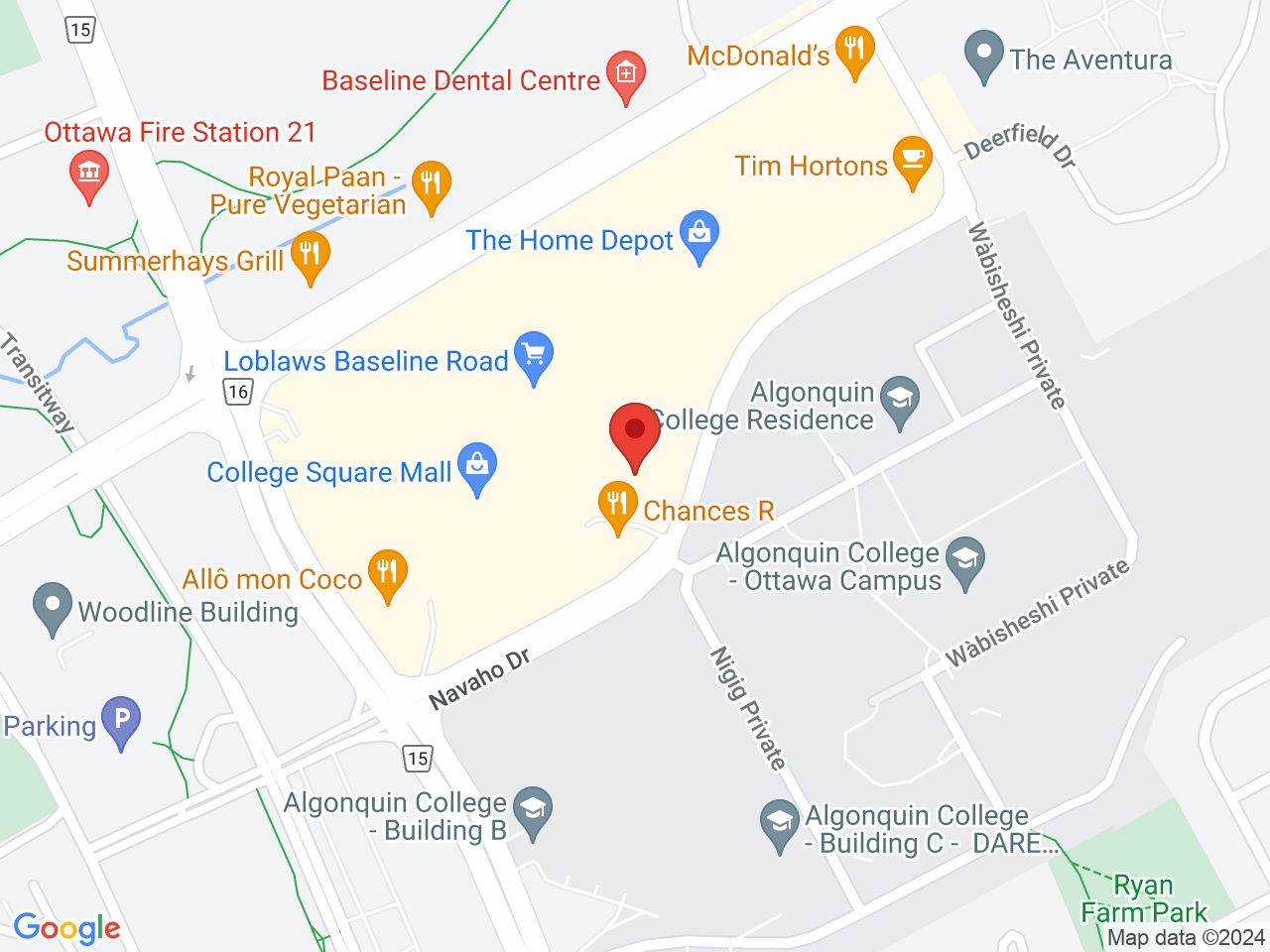 Street map for ShinyBud Cannabis Co., 1363 Woodroffe Ave, Nepean ON