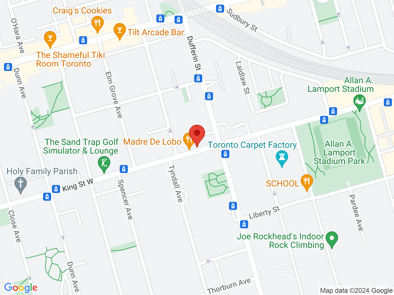 Street map for Mind Flower Cannabis Parkdale, 1220 King St W., Toronto ON
