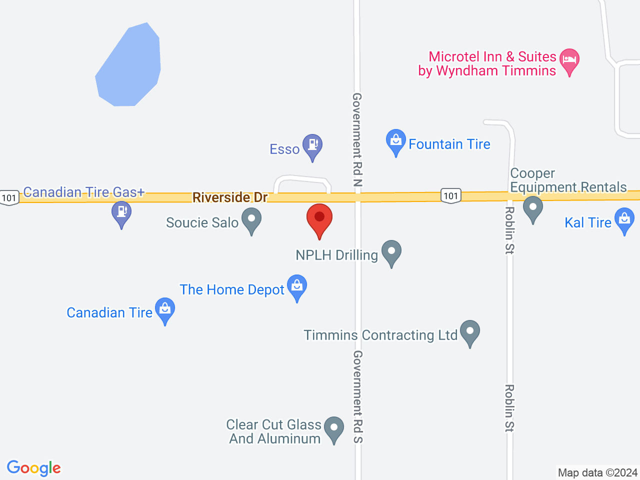 Street map for Miss Jones Cannabis, 2125 Riverside Dr, Timmins ON