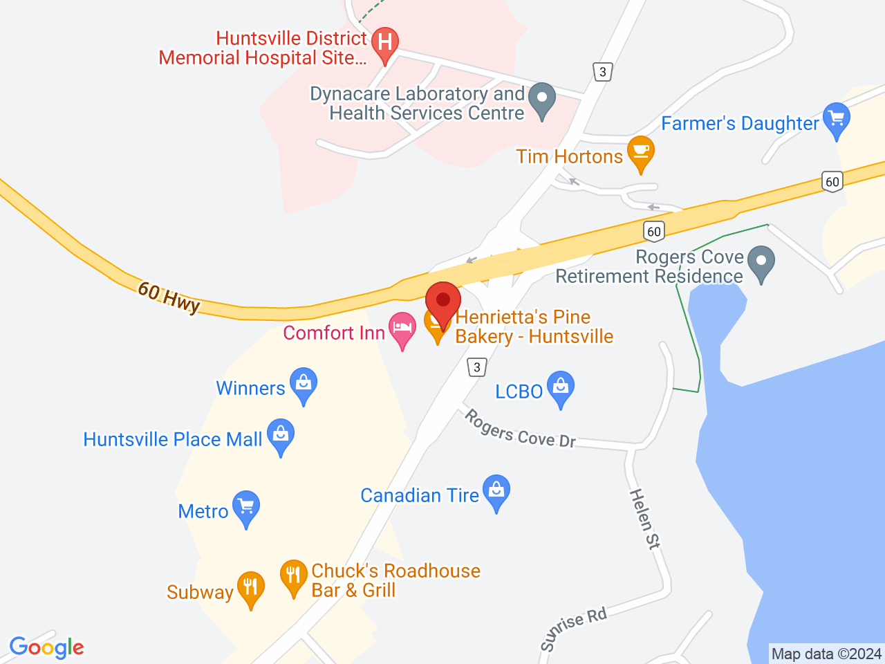 Street map for Muskoka Cannabis Store, 92 King William St, Huntsville ON