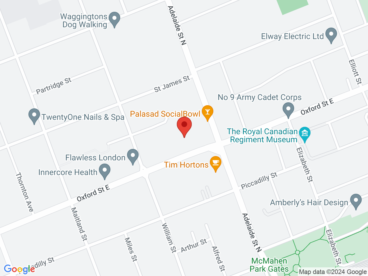 Street map for Neat Cannabis Company, 590 Oxford St E Unit B, London ON