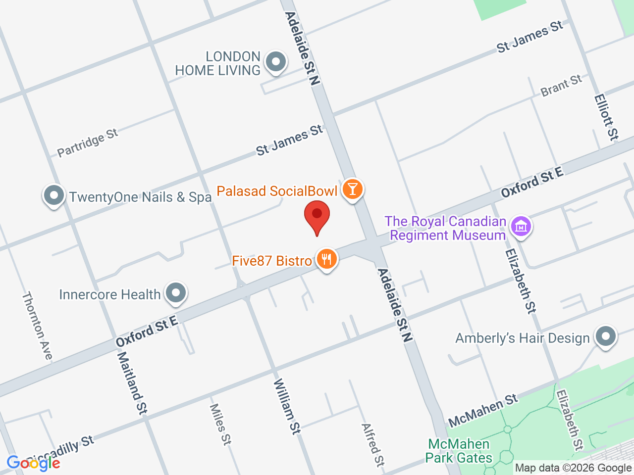 Street map for Discounted Cannabis, 590 Oxford St E Unit B, London ON