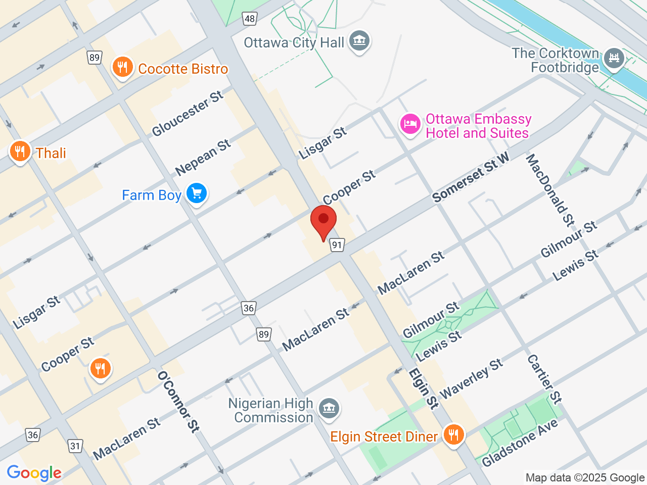 Street map for Pakalolo Elgin St., 258 Elgin St, Ottawa ON