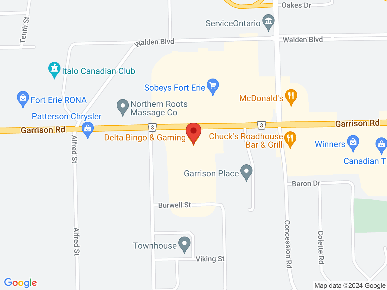 Street map for Paradise Cannabis, 427 Garrison Rd Unit 101, Fort Erie ON