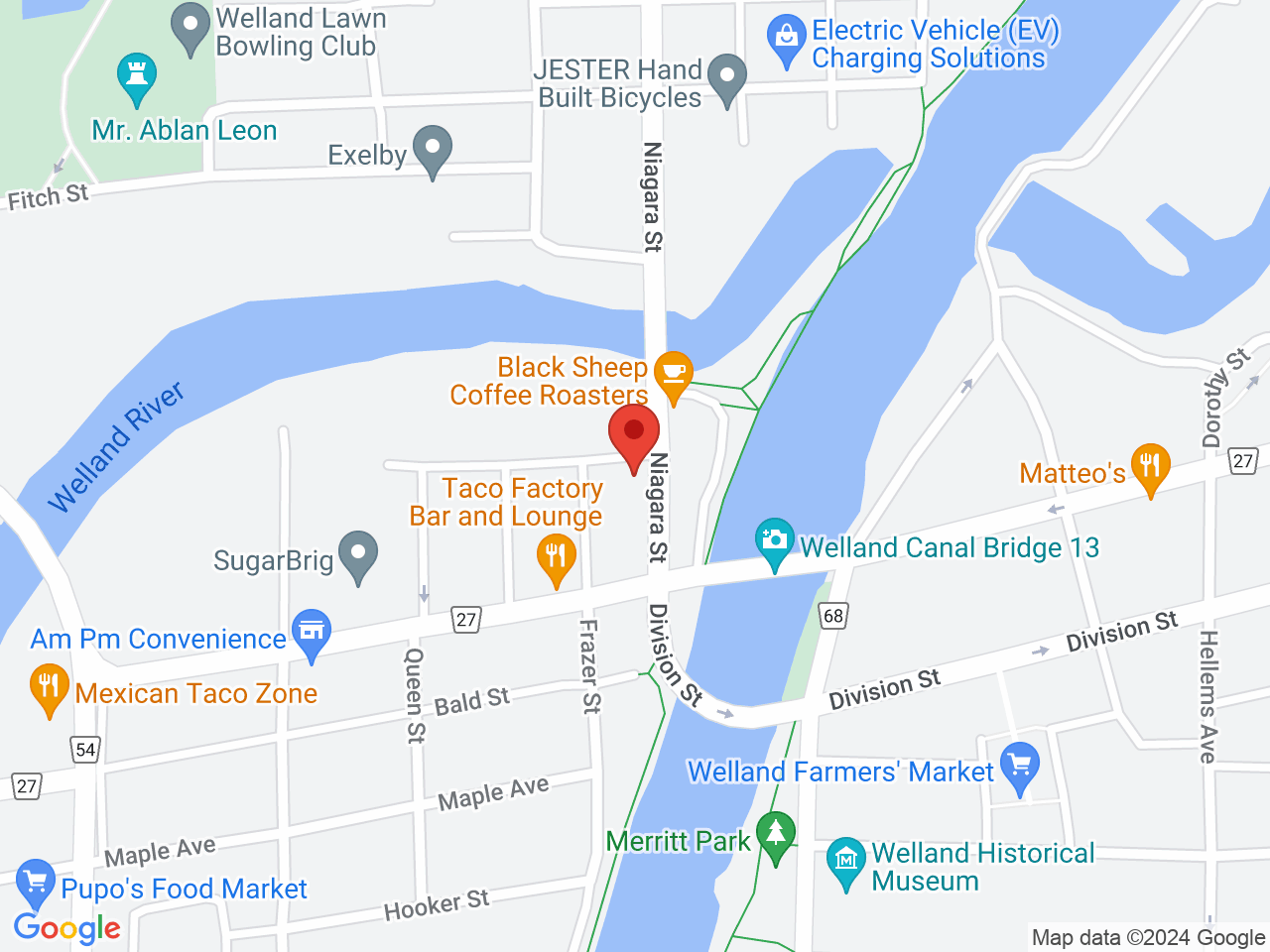 Street map for Paradise Cannabis, 37 Niagara St, Welland ON