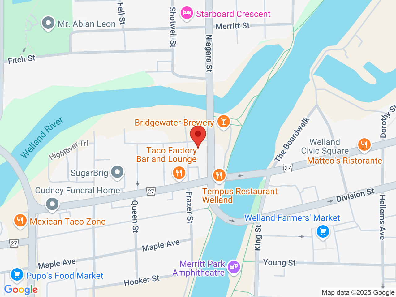 Street map for Paradise Cannabis, 37 Niagara St, Welland ON