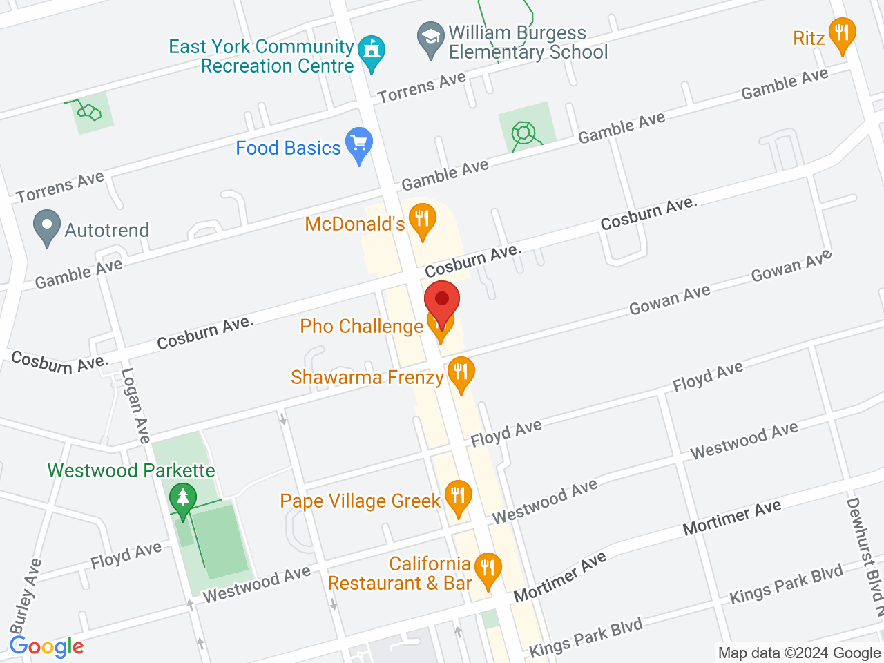 Street map for Tokyo Smoke, 1031 Pape Ave, Toronto ON