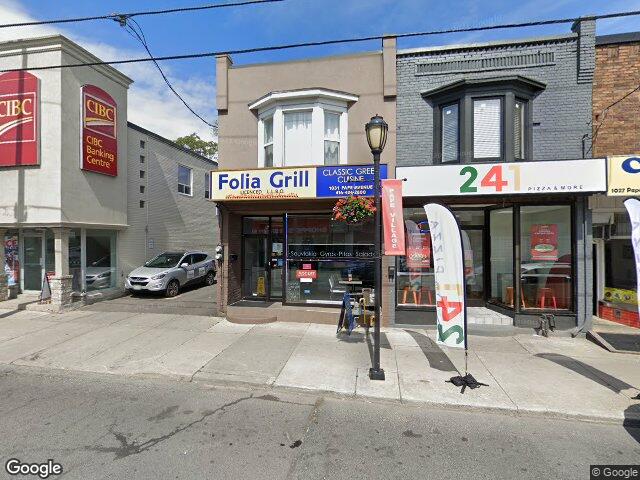 Street view for Tokyo Smoke, 1031 Pape Ave, Toronto ON