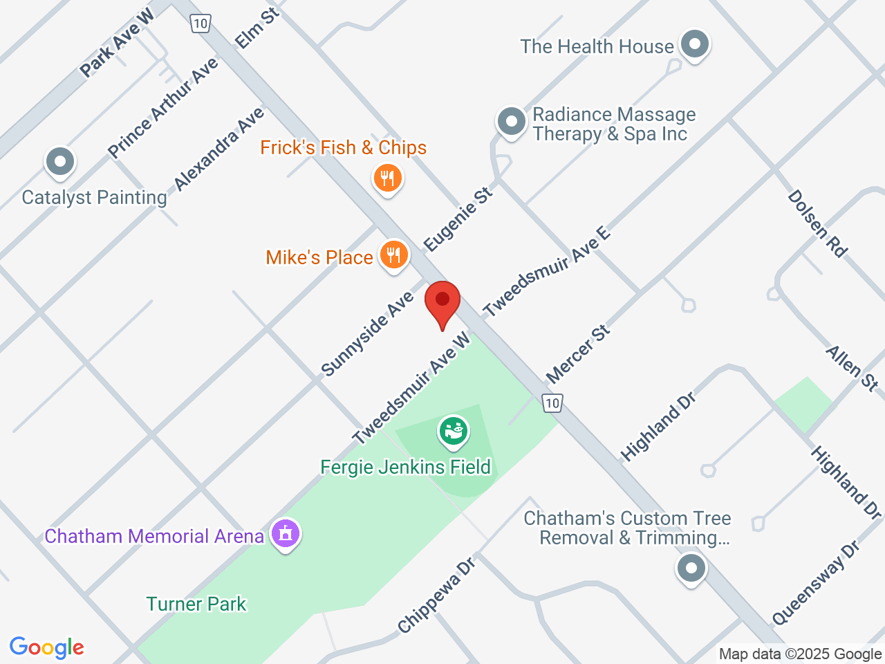 Street map for Pluto Plants, 598 Queen St, Chatham ON