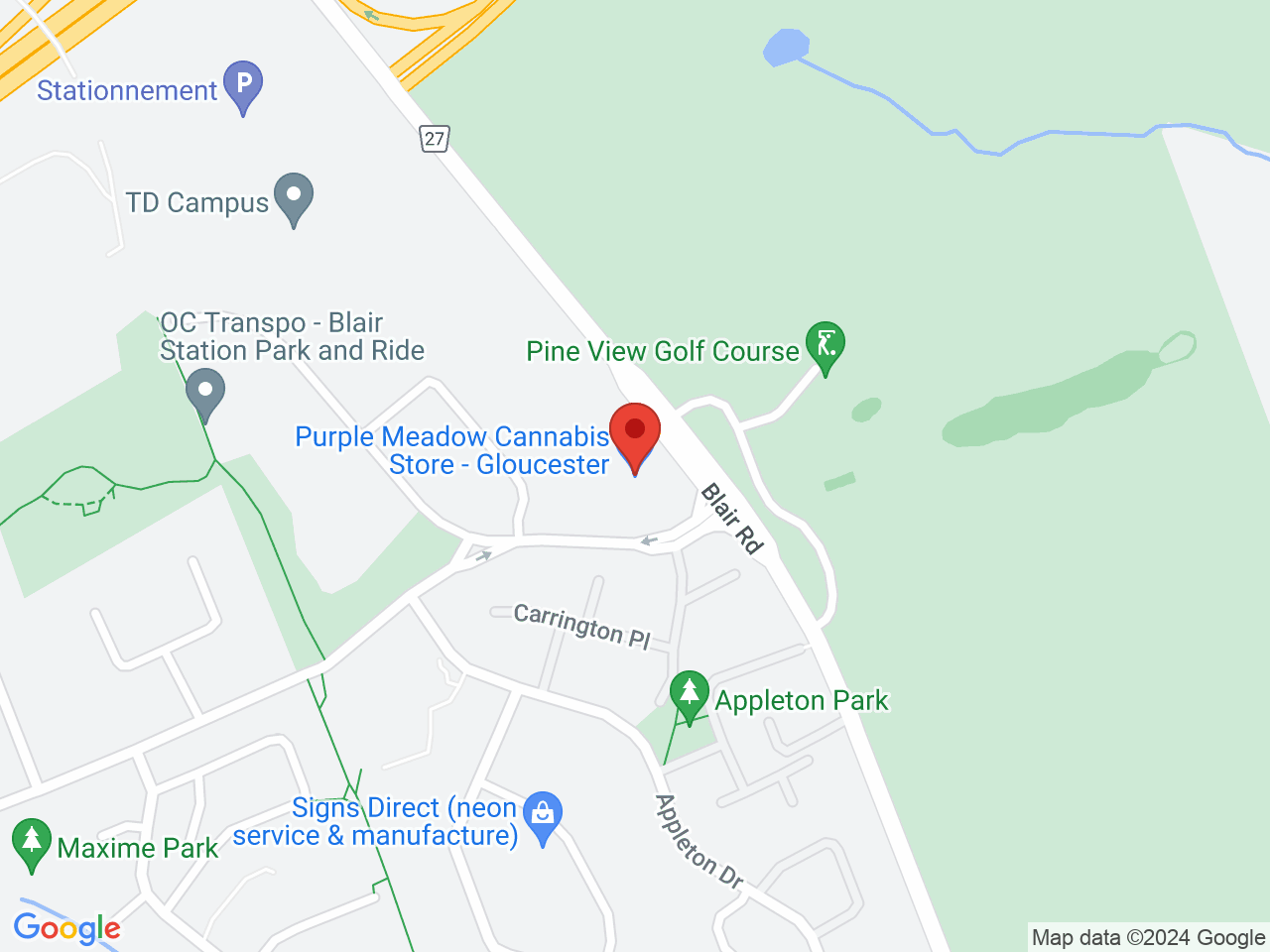 Street map for Purple Meadow Cannabis, 2059 Meadowbrook Rd, Gloucester ON