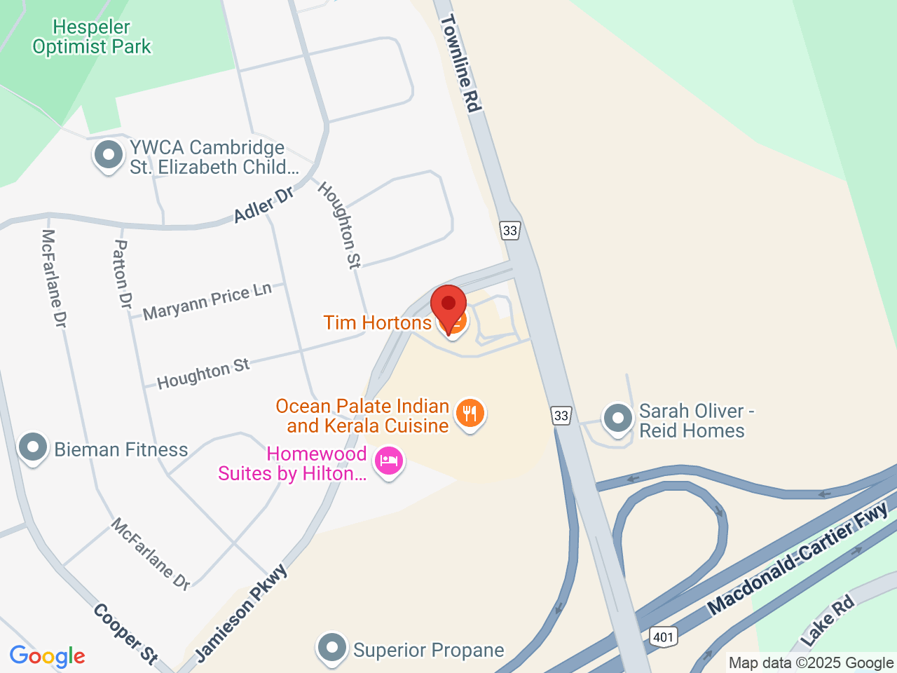 Street map for Ronin Cannabis, 900 Jamieson Pkwy, Cambridge ON