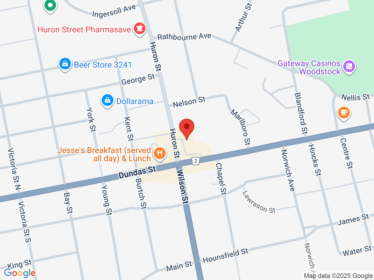 Street map for HighLife Cannabis (Chronicles), 20 Huron St, Woodstock ON