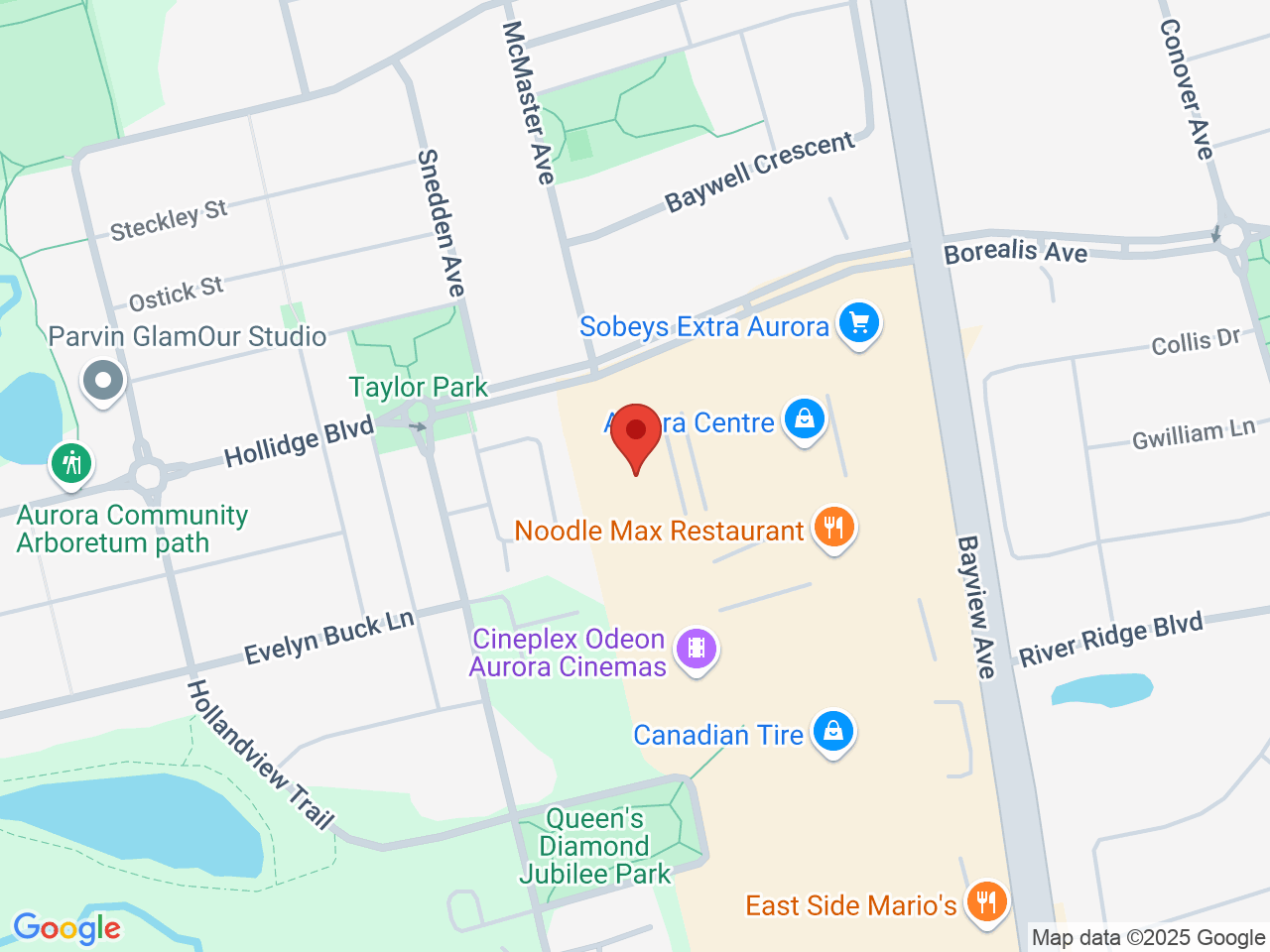 Street map for Sessions Cannabis Aurora, 15480 Bayview Ave., Aurora ON