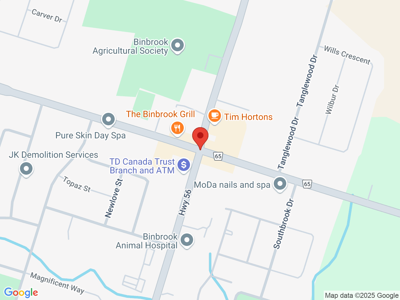 Street map for Sessions Cannabis Binbrook, 2537 RR 56, Unit B12, Binbrook ON