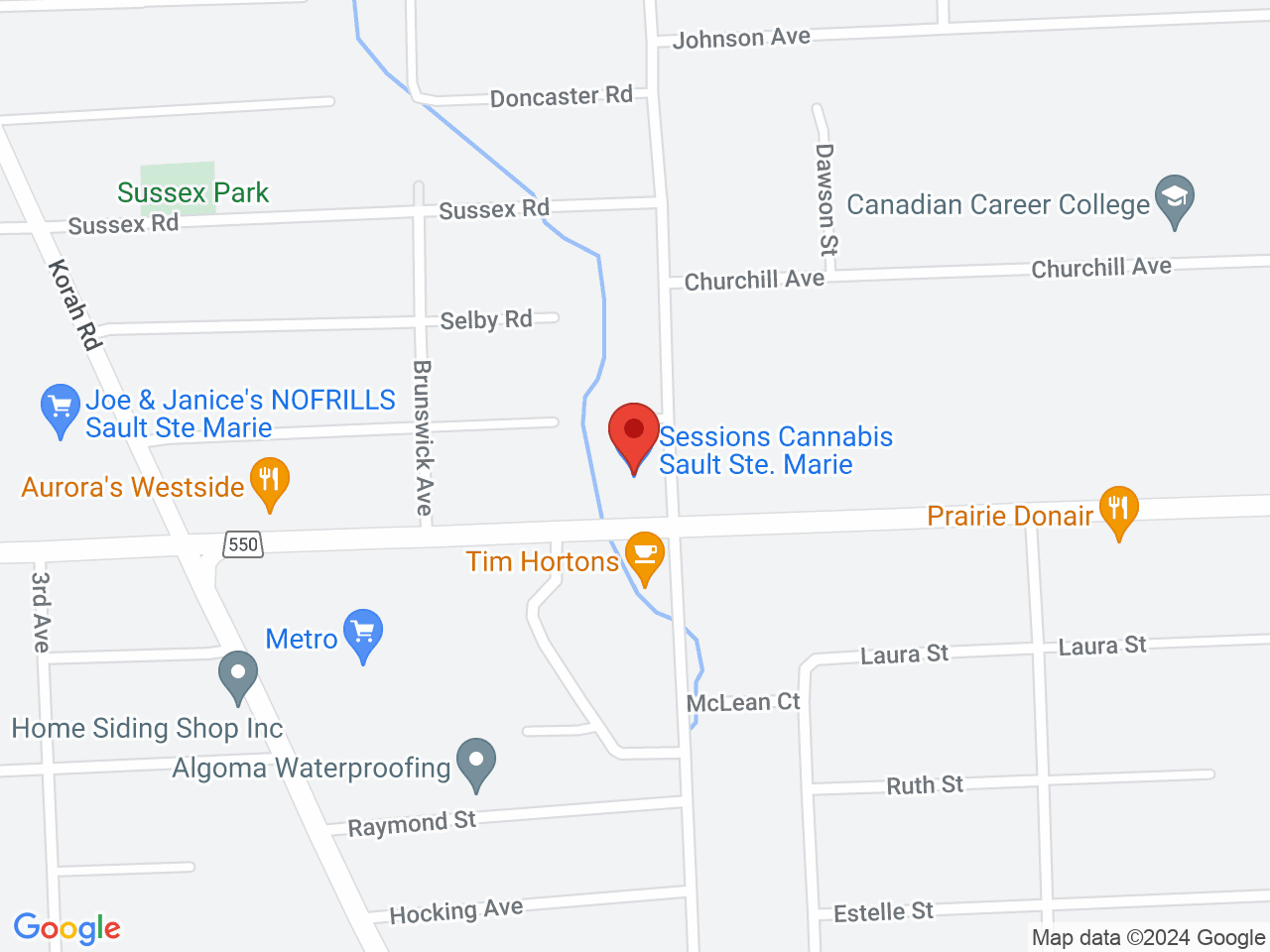Street map for Sessions Cannabis, 2-216 Second Line W, Sault Ste Marie ON