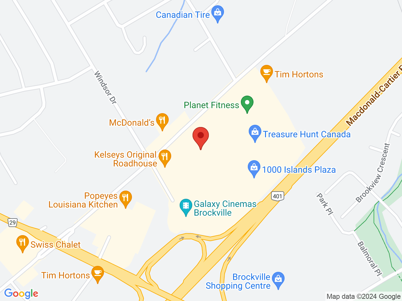 Street map for Sessions Cannabis Brockville, 2441 Parkedale Ave., Unit C, Brockville ON