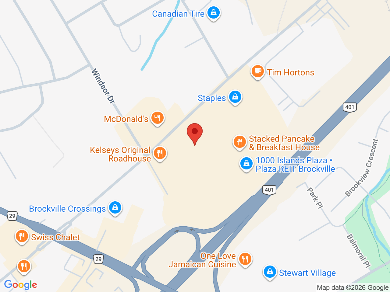 Street map for Sessions Cannabis Brockville, 2441 Parkedale Ave., Unit C, Brockville ON