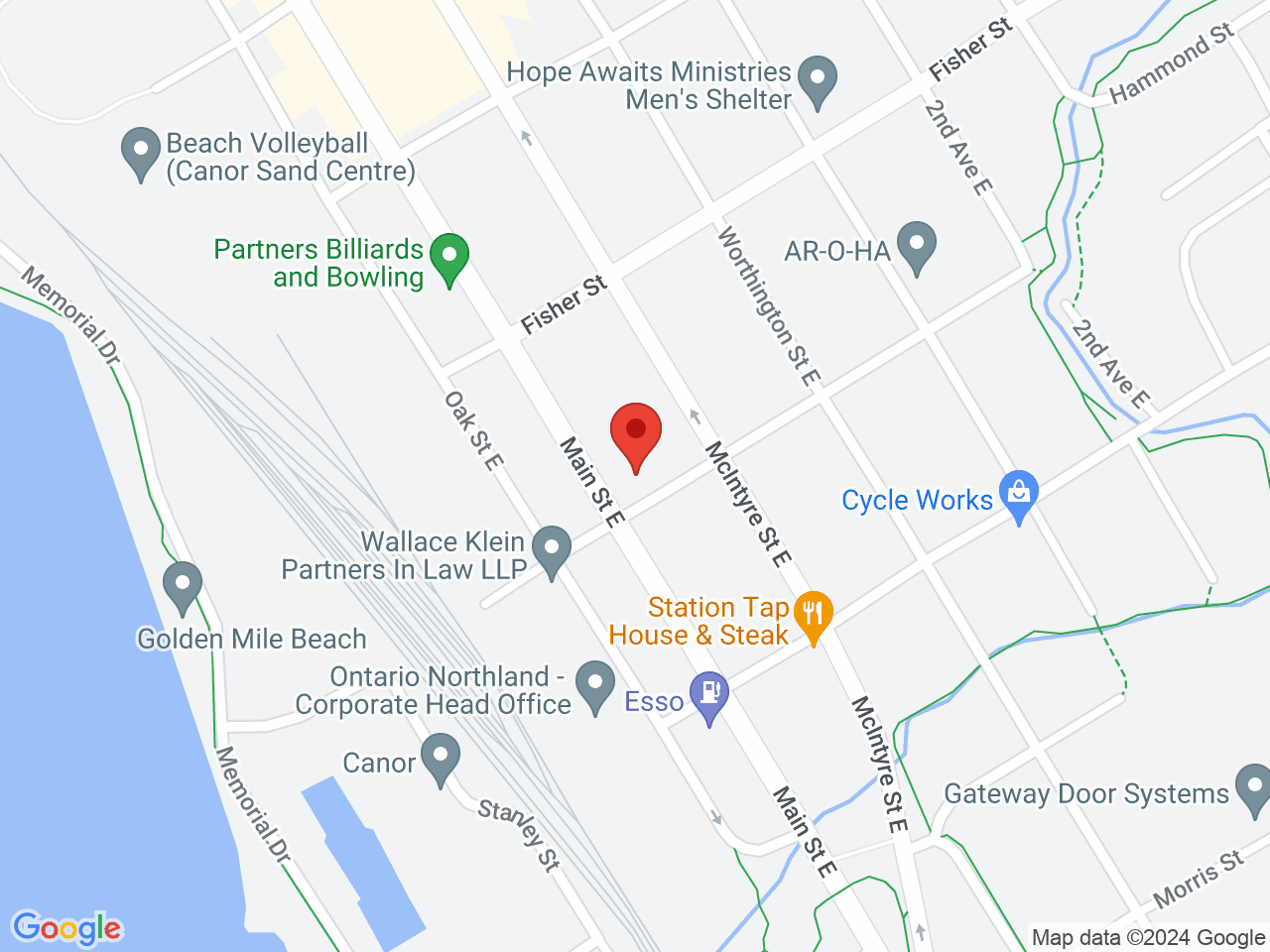 Street map for True North Cannabis Co., 496 Main St E, North Bay ON