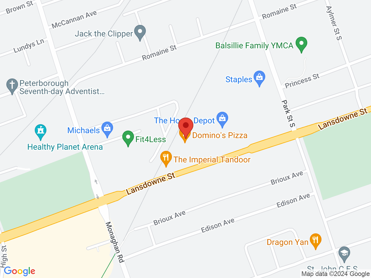 Street map for Sessions Cannabis Peterborough, 550 Lansdowne St W Unit 15, Peterborough ON