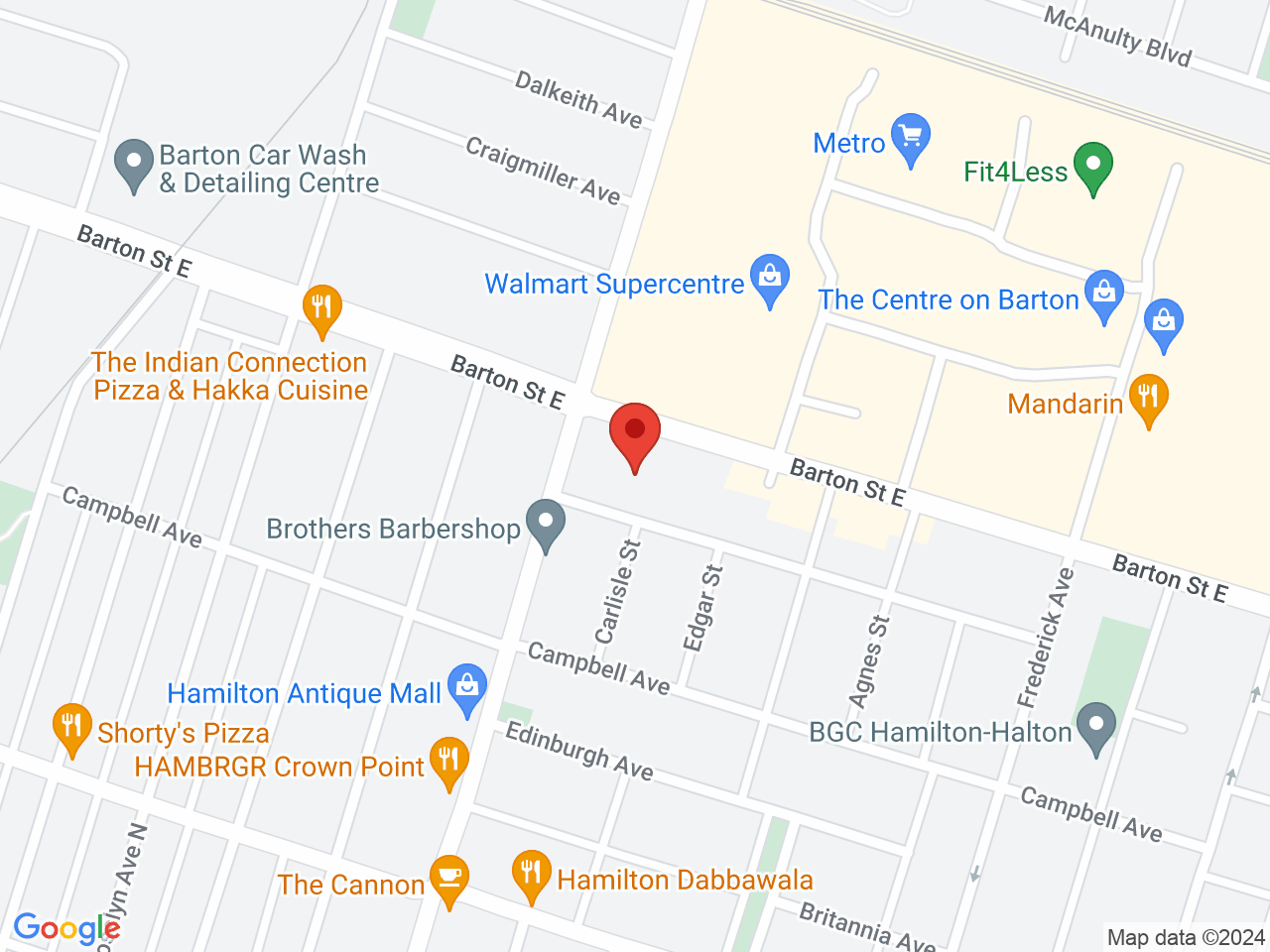 Street map for Sessions Cannabis, 1096 Barton St E, Hamilton ON