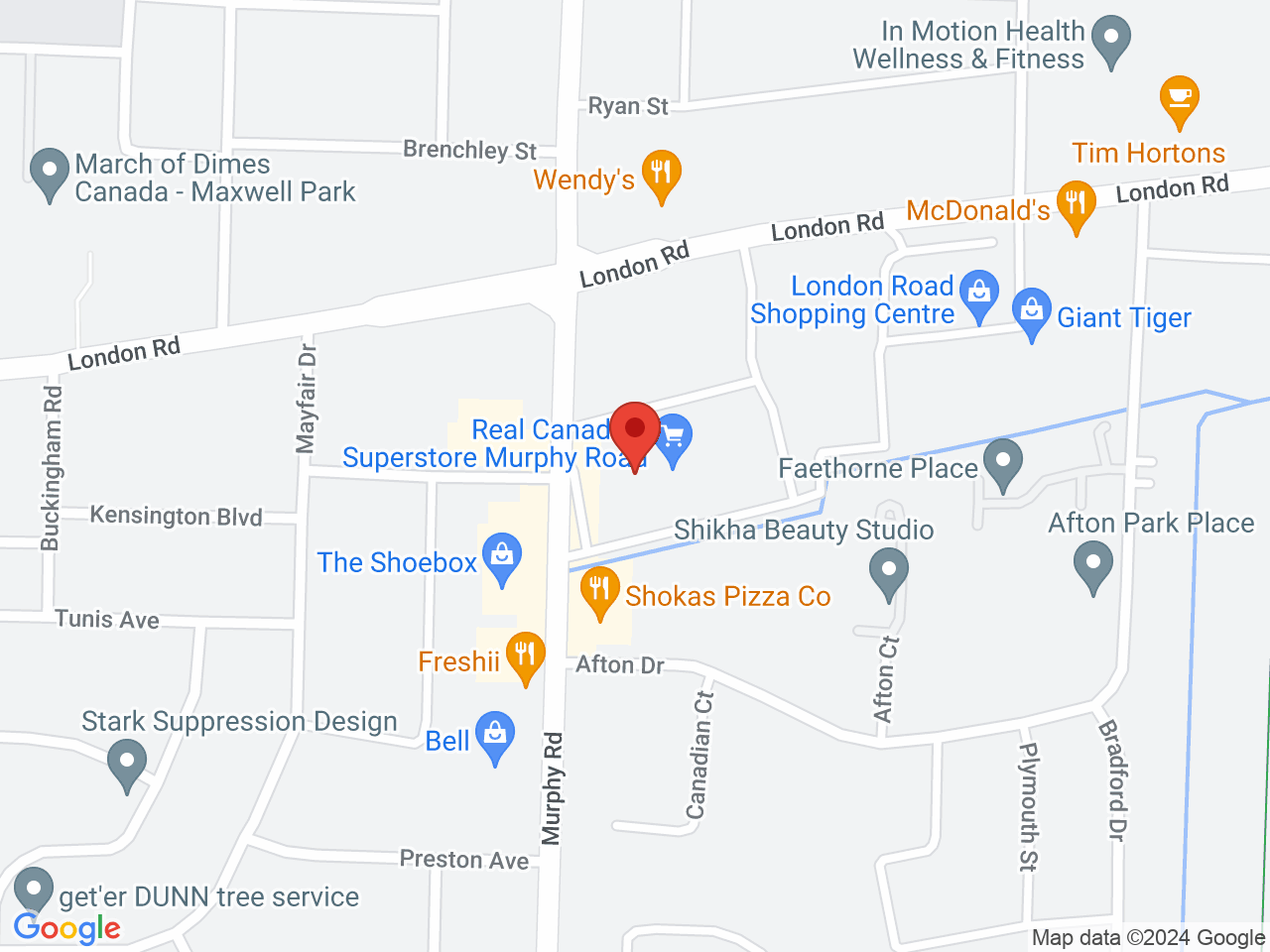 Street map for Sessions Cannabis Sarnia, 600 Murphy Rd Suite 105A, Sarnia ON