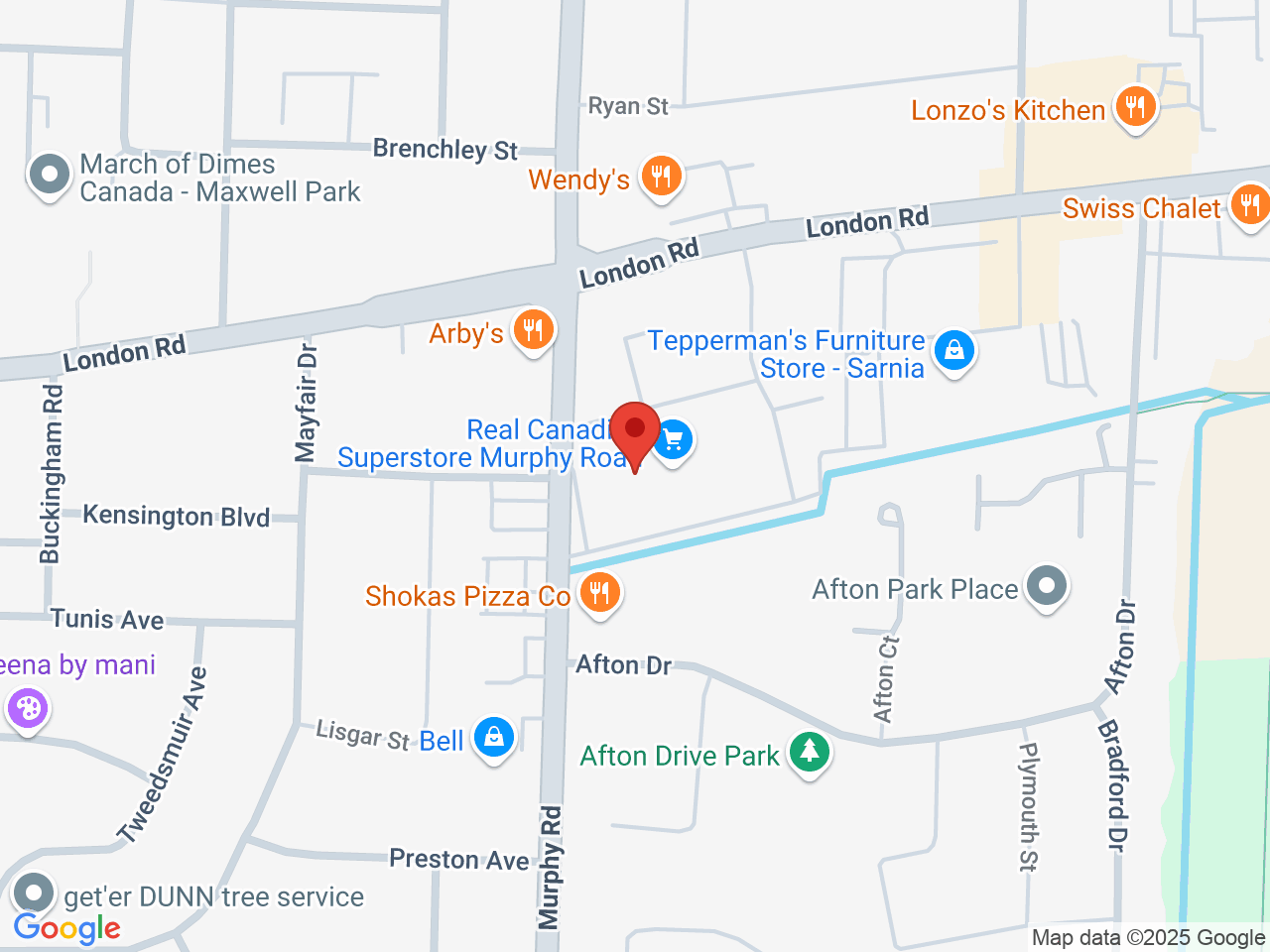 Street map for Sessions Cannabis Sarnia, 600 Murphy Rd Suite 105A, Sarnia ON