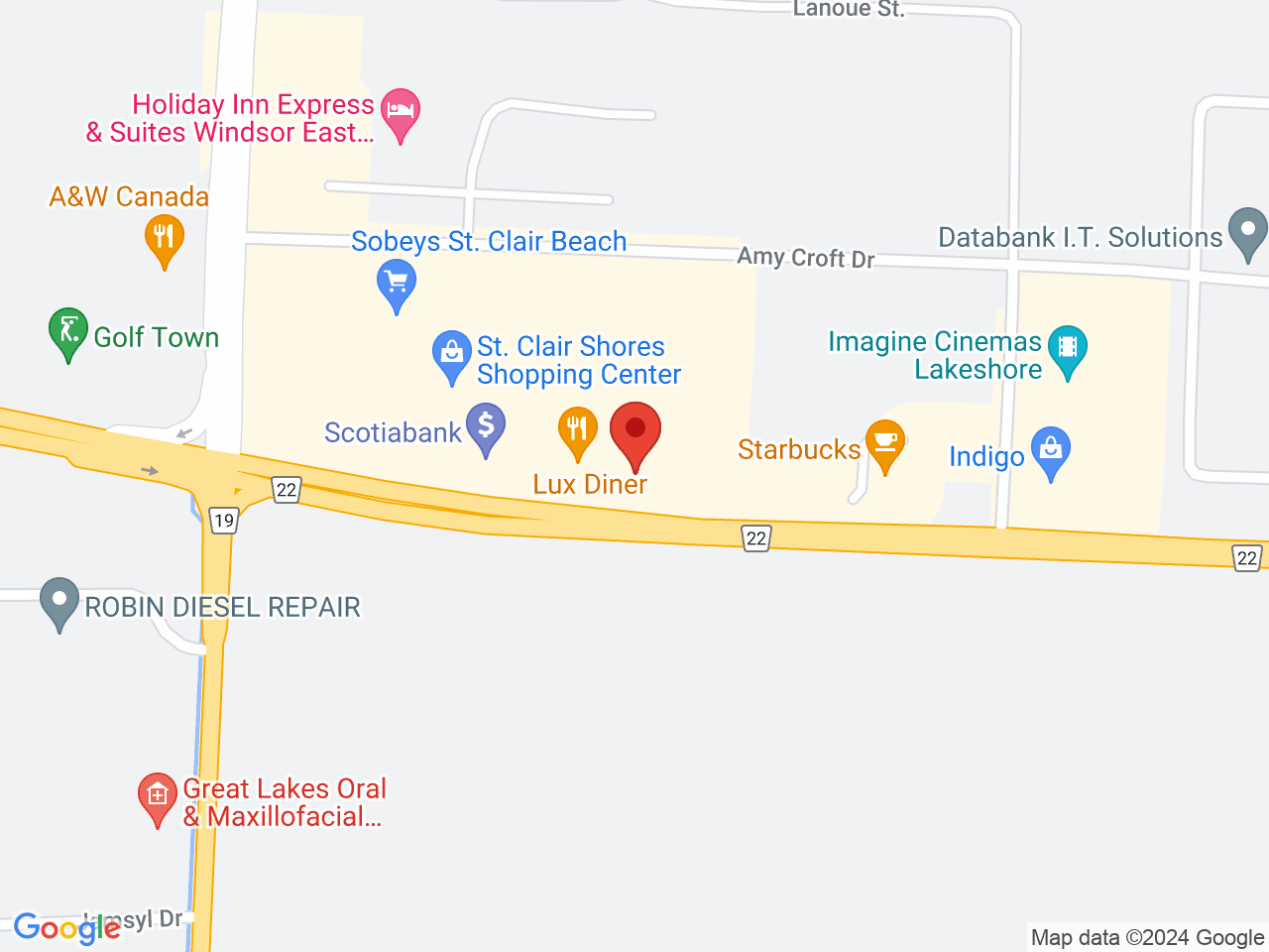 Street map for Sessions Cannabis Lakeshore, 35 Amy Croft Dr., Unit 5, Lakeshore ON