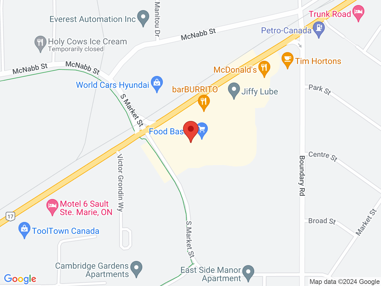 Street map for Highlife Cannabis, 625 Trunk Rd Unit 9, Sault Ste Marie ON
