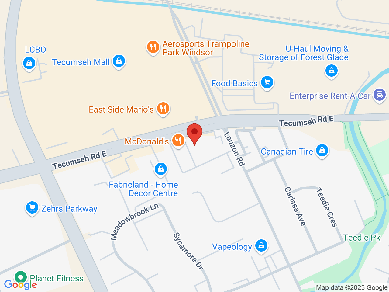 Street map for ShinyBud Cannabis Co., 7833 Tecumseh Rd E, Windsor ON