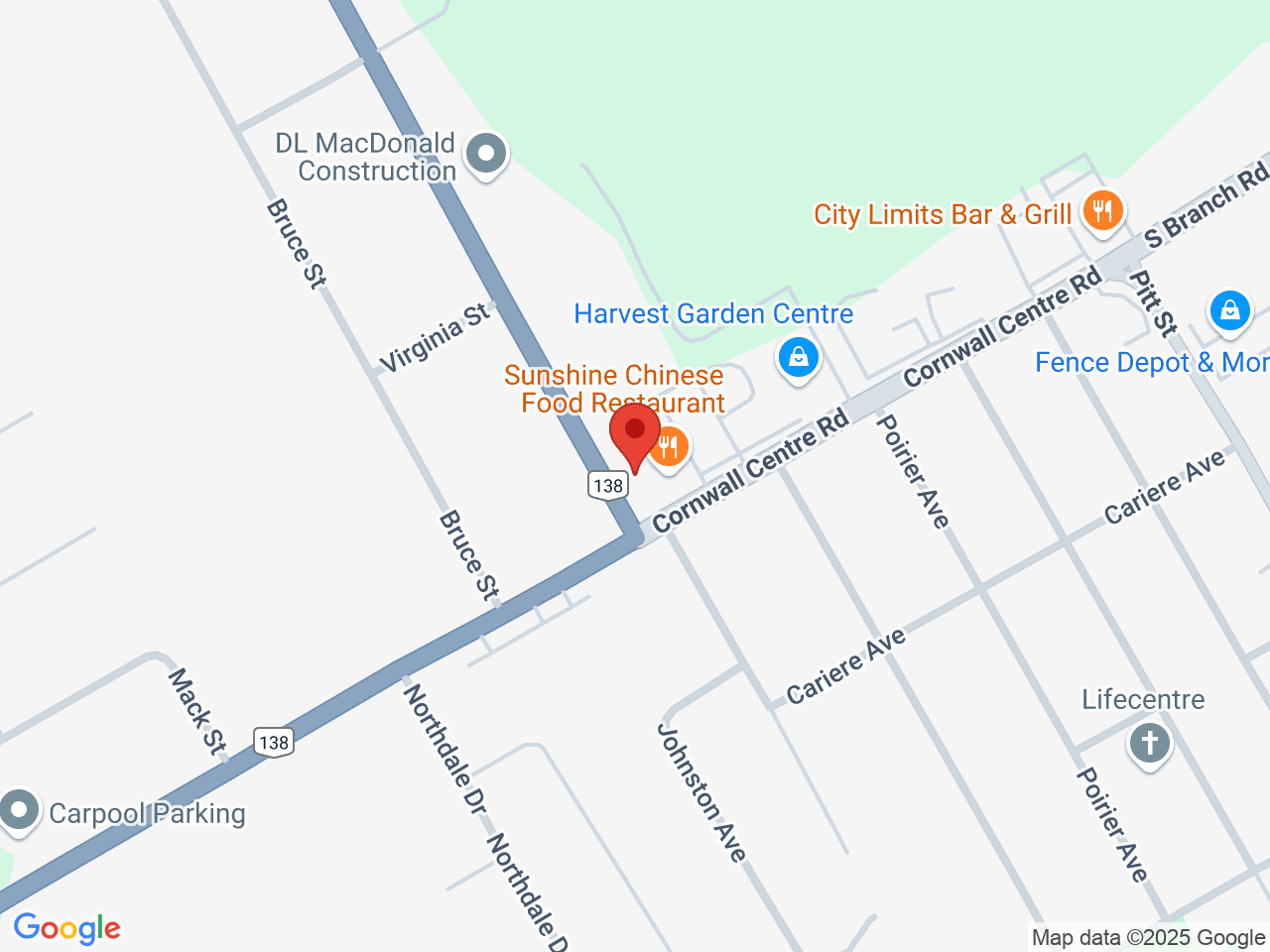 Street map for ShinyBud Cannabis Co., 17305 Cornwall Centre Rd Unit 3, Cornwall ON