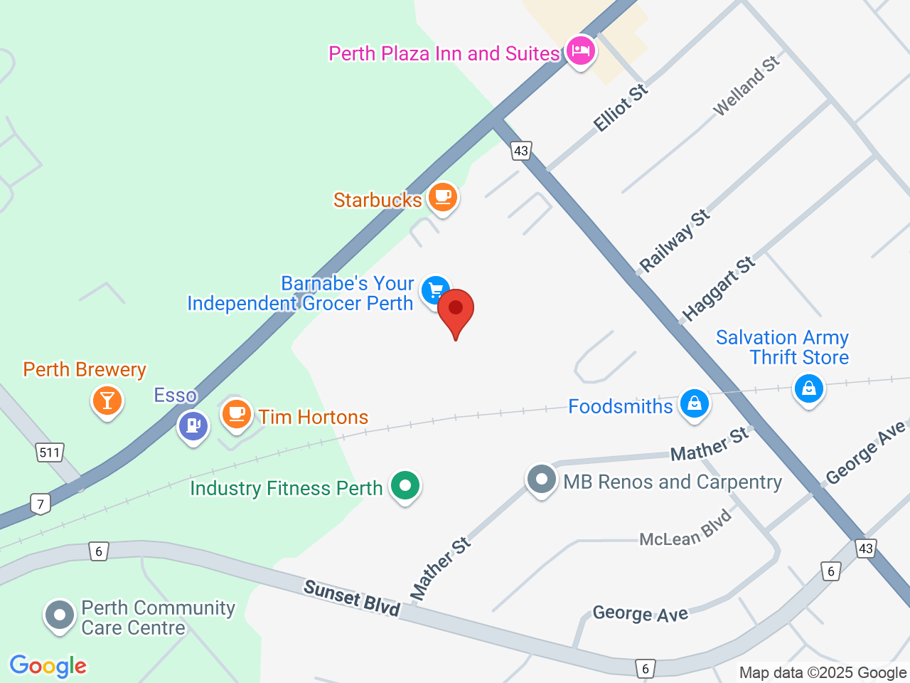 Street map for ShinyBud Cannabis Co., 80 Dufferin St Unit 100, Perth ON