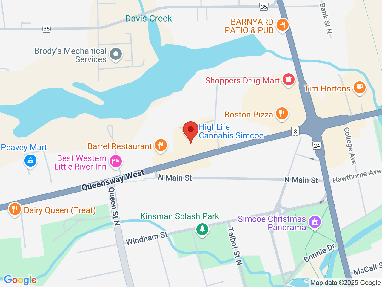 Street map for Highlife (Simcoe Joint), 95 Queensway W, Simcoe ON