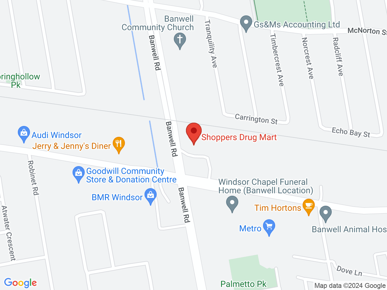 Street map for Pop's Cannabis Co., 11500 Tecumseh Rd E Unit 4, Windsor ON