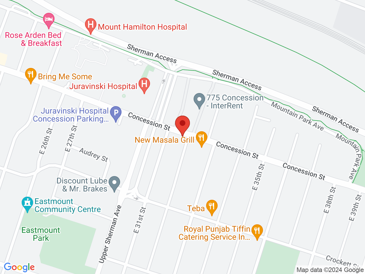 Street map for Sparkle Cannabis Company, 778 Concession St, Hamilton ON
