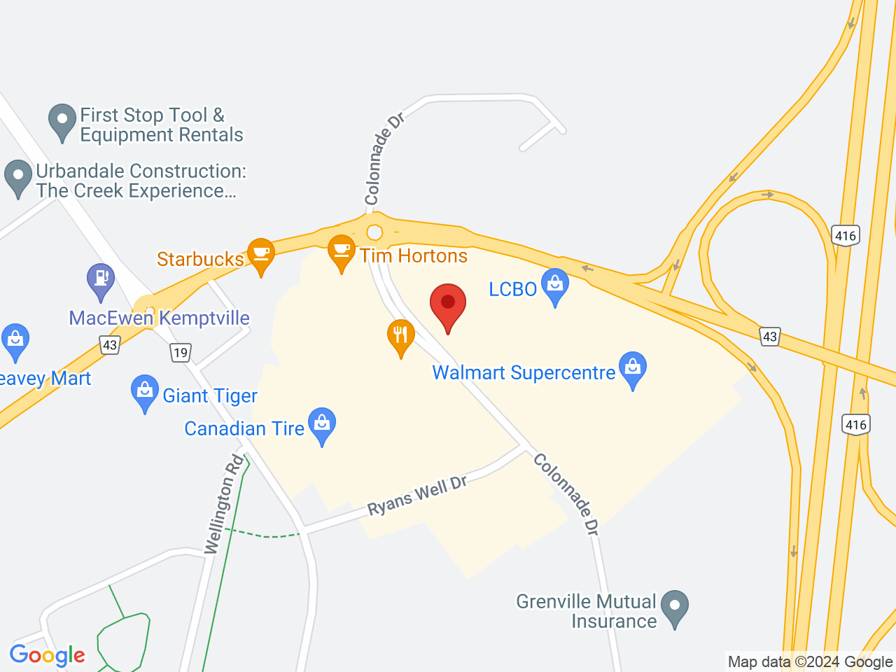 Street map for Spiritleaf, 304 Colonnade Dr, Kemptville ON