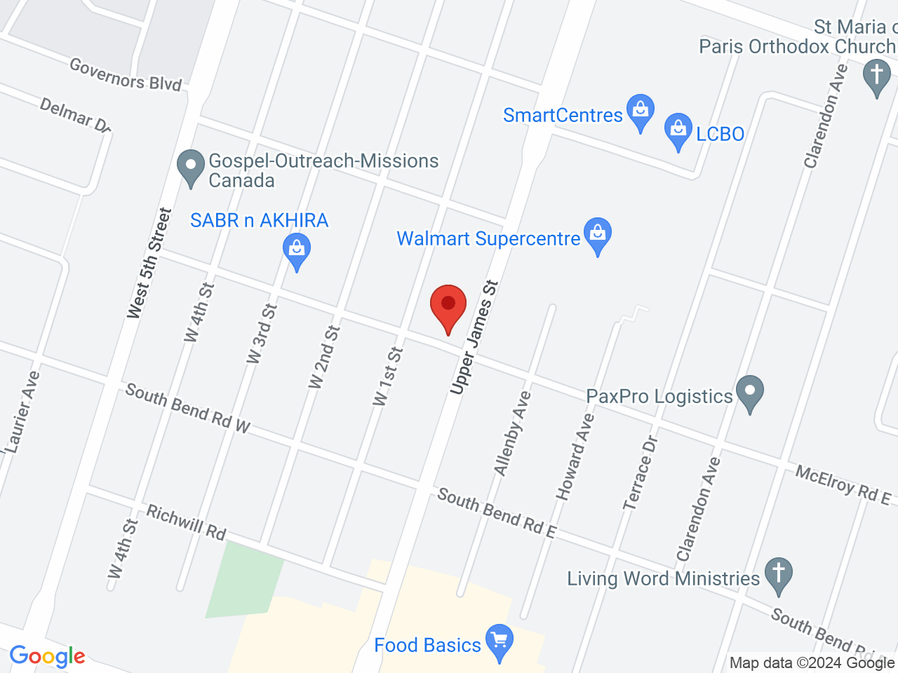 Street map for Springs Cannabis, 692 Upper James St Unit B, Hamilton ON
