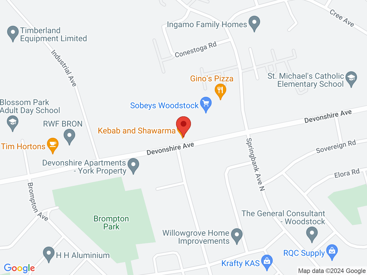 Street map for Stellar Bud, 951 Devonshire Ave., Unit 3, Woodstock ON