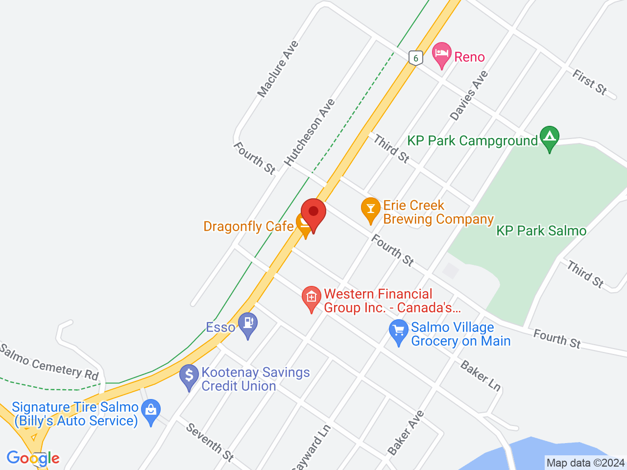 Street map for Salmo Cannabis Corporation, 409A Railway Ave, Salmo BC