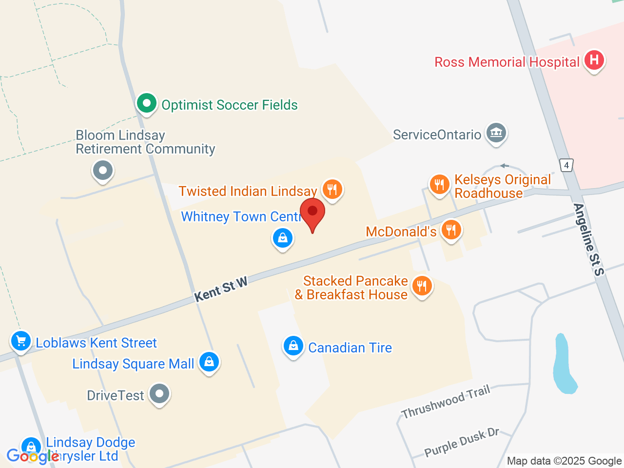 Street map for The 420 Store, 370 Kent St W, Lindsay ON