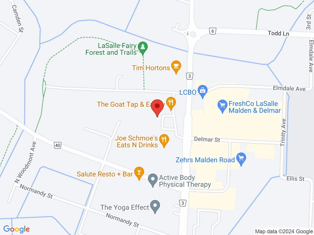 Street map for The Cannabis Retail Store, 5841 Malden Rd, Lasalle ON