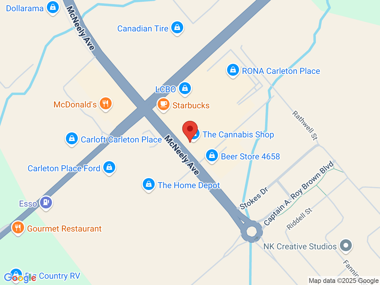 Street map for The Cannabis Shop, 545 McNeely Ave, Carleton Place ON